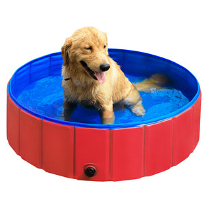 SlowTon Foldable Dog Swimming Pool Collapsible PVC Pet Outdoor Bathing Tub Non Inflatable Anti-Slip Bathtub Portable Summer Pond Kiddie Pool for Dog Puppy Cats and Kids