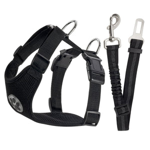 SlowTon Dog Car Harness Plus Connector Strap Multifunction Adjustable Vest Harness Double Breathable Mesh Fabric with Car Vehicle Safety Seat Belt