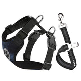 Dog Car Harness & Seat Belt - Plaid Blue & Black