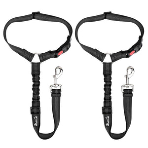 2 Pack Dog Headrest Restraint Seat Belt - Black
