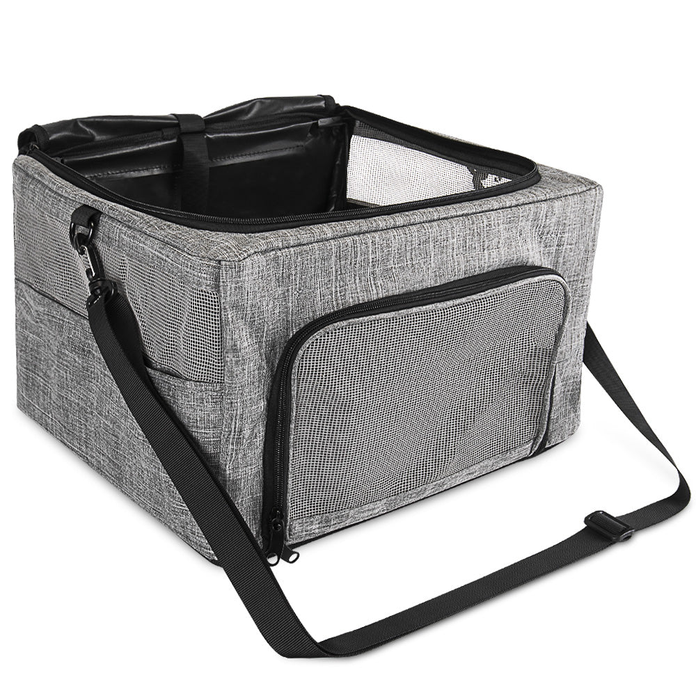 SlowTon Dog Booster Car Seat 2020 New Reinforce Metal Frame Pet Car Seat Safer Travel with Top CoverSeatbelt Portable Collapsible Puppy Carrier for Small Medium Doggie Cat up to 15lbs