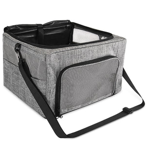 SlowTon Dog Booster Car Seat 2020 New Reinforce Metal Frame Pet Car Seat Safer Travel with Top CoverSeatbelt Portable Collapsible Puppy Carrier for Small Medium Doggie Cat up to 15lbs