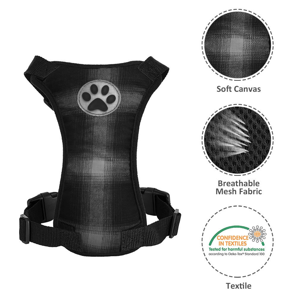 SlowTon Dog Car Harness Plus Connector Strap Multifunction Adjustable Vest Harness Double Breathable Mesh Fabric with Car Vehicle Safety Seat Belt