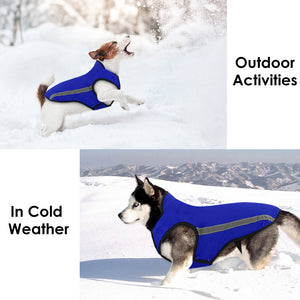 Slowton Dog Jacket Winter Dog Coat Adjustable Pet Vest Reflective Stripe Waterproof Windproof Warm Snowsuit Detachable Flannel Lined Jackets Cold Weather Clothes for Small Medium Large Dogs