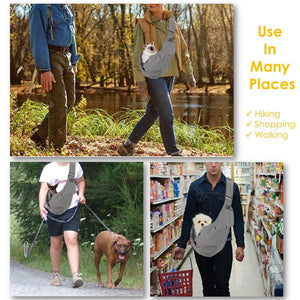 SlowTon Pet Carrier Hand Free Sling Adjustable Padded Strap Tote Bag Breathable Cotton Shoulder Bag Front Pocket Safety Belt Carrying Small Dog Cat Puppy Machine Washable