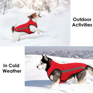 Slowton Dog Jacket Winter Dog Coat Adjustable Pet Vest Reflective Stripe Waterproof Windproof Warm Snowsuit Detachable Flannel Lined Jackets Cold Weather Clothes for Small Medium Large Dogs