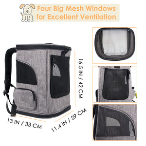 SlowTon Pet Carrier Backpack Airline Approved Small Dog Cat Foldable Carrier 4 Mesh Windows Puppy Carrying Case with Safety Hook Side Pockets Up to 16lbs for Travel Outdoor Use