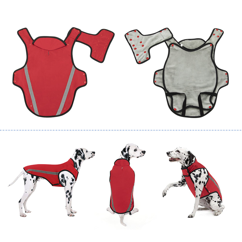 Slowton Dog Jacket Winter Dog Coat Adjustable Pet Vest Reflective Stripe Waterproof Windproof Warm Snowsuit Detachable Flannel Lined Jackets Cold Weather Clothes for Small Medium Large Dogs