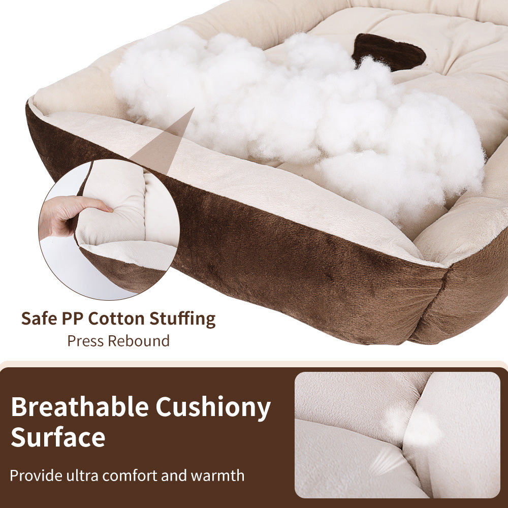 SlowTon Warming Dog Bed 31.5 Inch Machine WashableDryer Pet Sleeper Couch Sofa,Ultra-Soft Breathable Cotton Cozy Calming Cushion with Non-Slip Bottom for Medium Small Dog