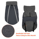 SlowTon Winter Dog Coat Warm Polar Fleece Lining Doggie Outdoor Jacket with Turtleneck Scarf Reflective Stripe Adjustable Waterproof Windproof Puppy Vest Soft Pet Outfits