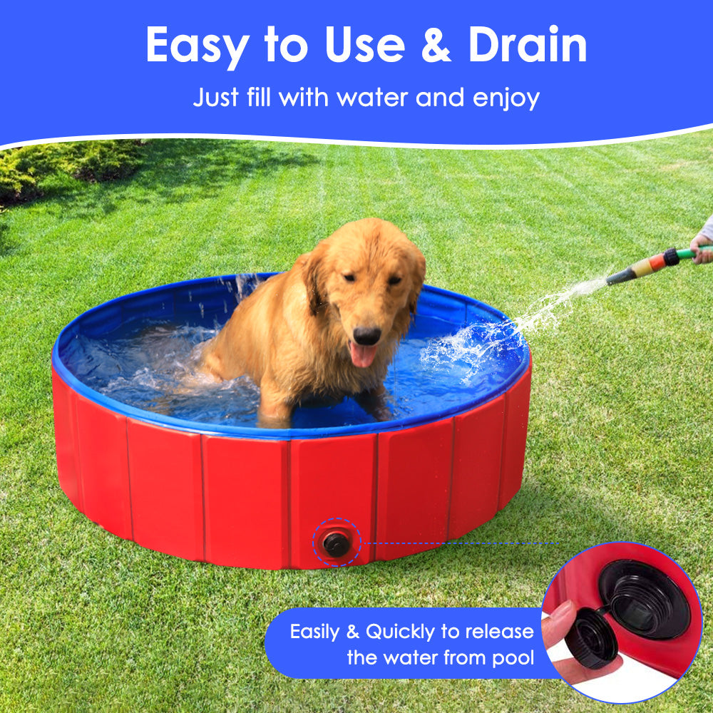 SlowTon Foldable Dog Swimming Pool Collapsible PVC Pet Outdoor Bathing Tub Non Inflatable Anti-Slip Bathtub Portable Summer Pond Kiddie Pool for Dog Puppy Cats and Kids
