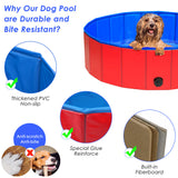 SlowTon Foldable Dog Swimming Pool Collapsible PVC Pet Outdoor Bathing Tub Non Inflatable Anti-Slip Bathtub Portable Summer Pond Kiddie Pool for Dog Puppy Cats and Kids