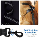SlowTon Dog Seat Belt Adjustable Dog Safety Belt Leash 2 in 1 Latch Bar Attachment Dog Car Seatbelt with Elastic Nylon Bungee BufferReflective Nylon Belt Tether Connect to Dog Harness