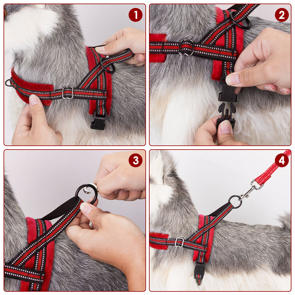 SlowTon No Pull Small Dog Harness and Leash Front Lead Walk Vest Harness Soft Padded Reflective Adjustable Puppy Harness Anti-Twist 4FT Pet Lead Quick Fit for Small Dog Cat Animal
