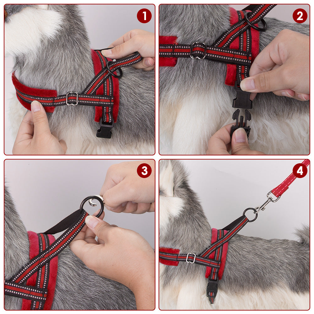 SlowTon No Pull Small Dog Harness and Leash Heavy Duty Easy for Walk Vest Harness Soft Padded Reflective Adjustable Puppy Harness Anti-Twist 4FT Pet Lead Quick Fit for Small Dog Cat Animal