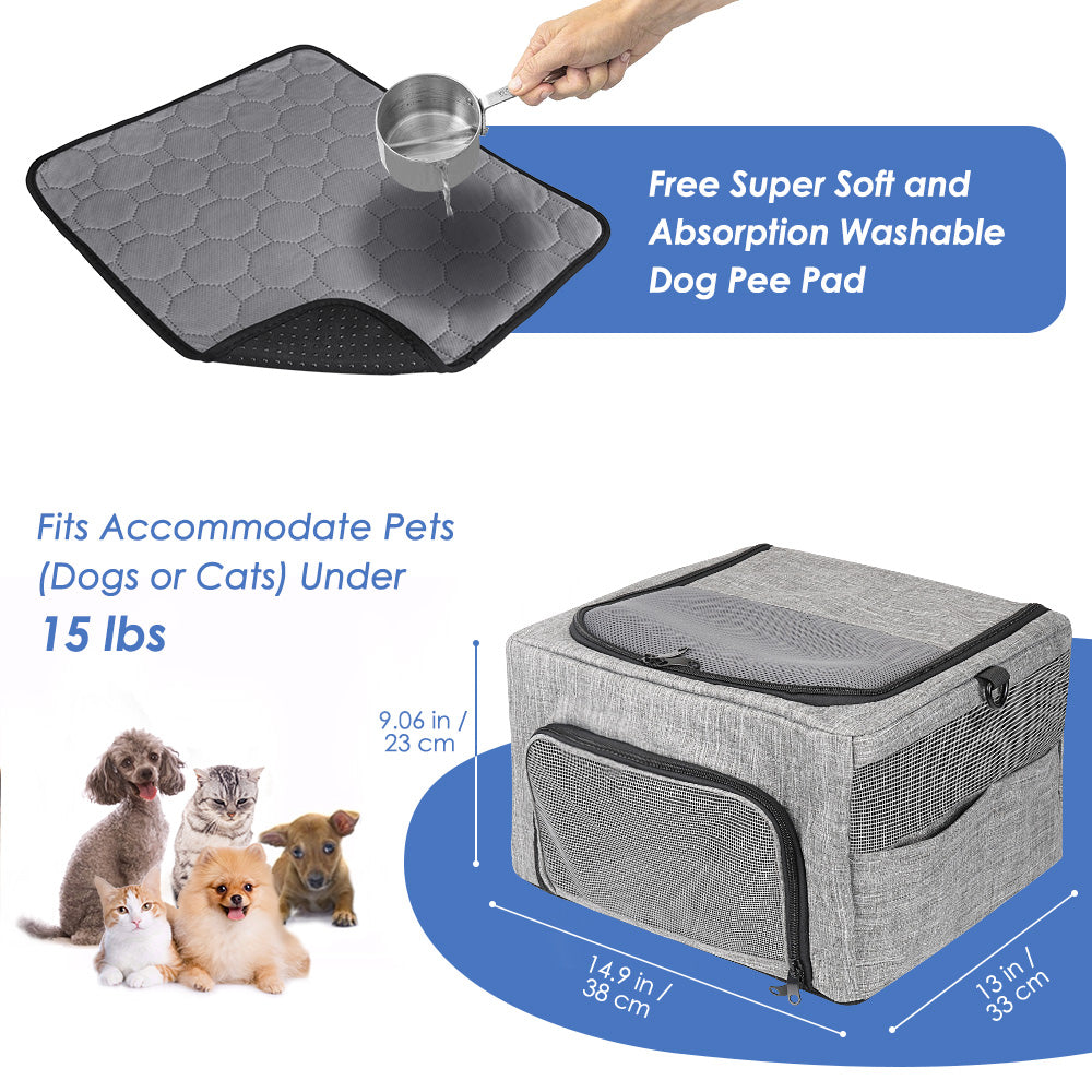 SlowTon Dog Booster Car Seat 2020 New Reinforce Metal Frame Pet Car Seat Safer Travel with Top CoverSeatbelt Portable Collapsible Puppy Carrier for Small Medium Doggie Cat up to 15lbs