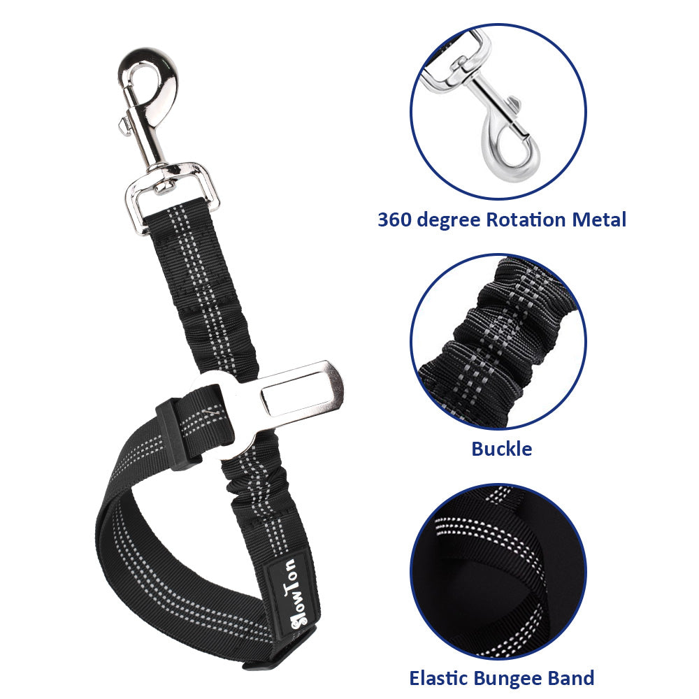 SlowTon Dog Car Harness Plus Connector Strap Multifunction Adjustable Vest Harness Double Breathable Mesh Fabric with Car Vehicle Safety Seat Belt