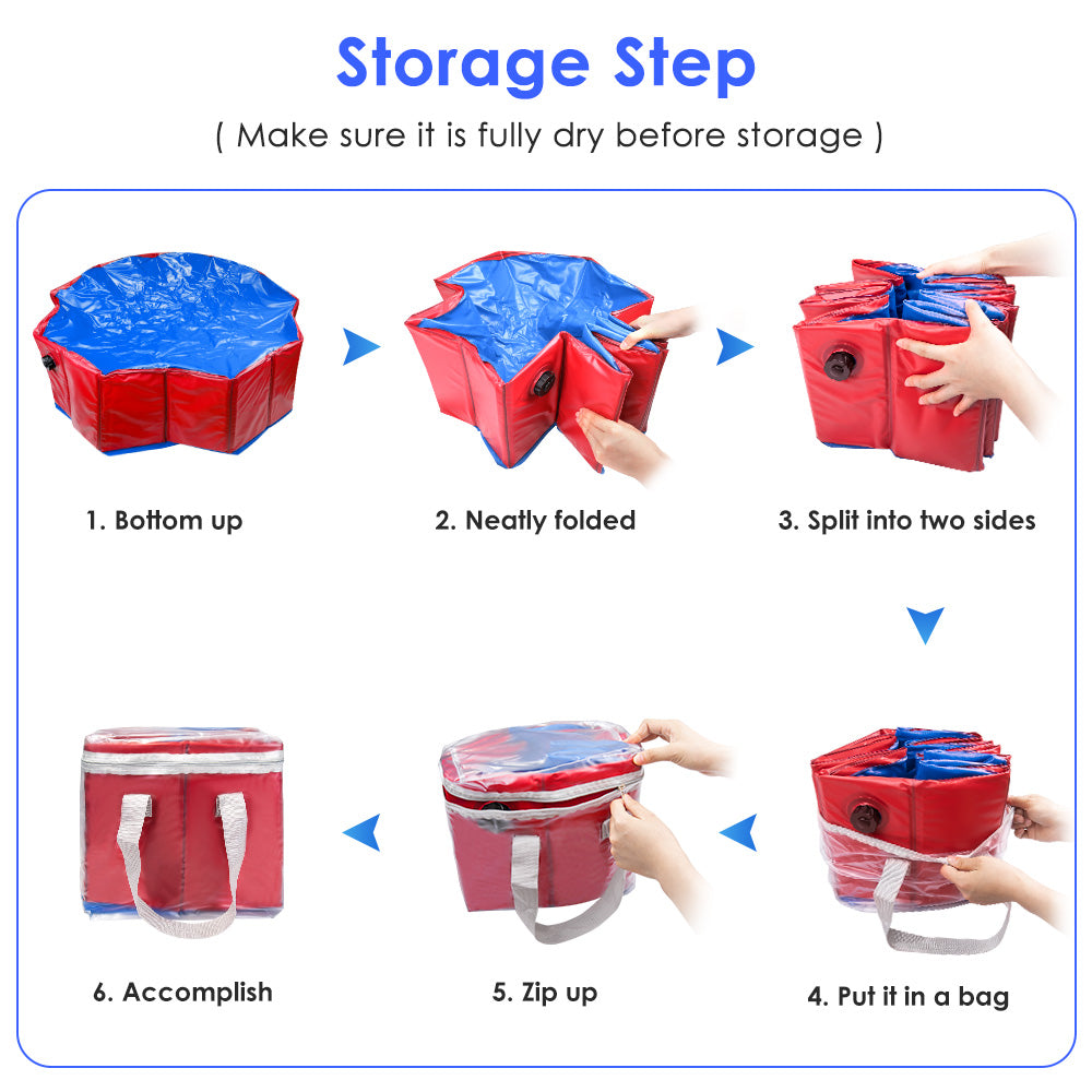 SlowTon Foldable Dog Swimming Pool Collapsible PVC Pet Outdoor Bathing Tub Non Inflatable Anti-Slip Bathtub Portable Summer Pond Kiddie Pool for Dog Puppy Cats and Kids