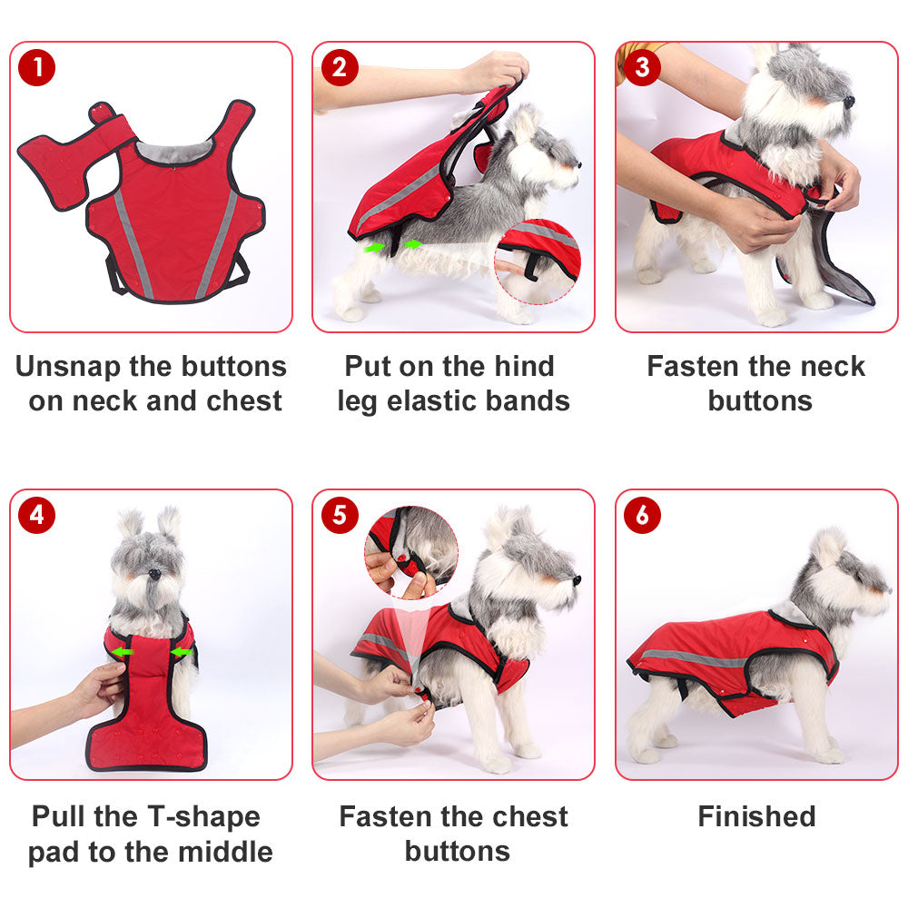 Slowton Dog Jacket Winter Dog Coat Adjustable Pet Vest Reflective Stripe Waterproof Windproof Warm Snowsuit Detachable Flannel Lined Jackets Cold Weather Clothes for Small Medium Large Dogs
