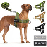SlowTon No Pull Dog Harness - Heavy Duty Dog Harness and Leash Set for Medium Large Dogs, Reflective Tactical Harness with Soft Padded and Front Clip for Easy Walk and Training