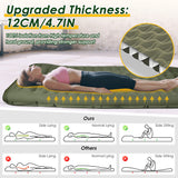 SlowTon Self Inflating Camping Mat- 12 CM Thickness Inflatable Sleeping Pad with Built-in Pump, Portable Lightweight Single Camping Air Mattress with Pillow, Double Joinable for Outdoor Hiking(Green)
