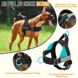 SlowTon No Pull Dog Harness - Heavy Duty Dog Harness and Leash Set for Medium Large Dogs, Reflective Tactical Harness with Soft Padded and Front Clip for Easy Walk and Training