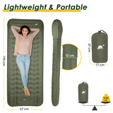 SlowTon Self Inflating Camping Mat- 12 CM Thickness Inflatable Sleeping Pad with Built-in Pump, Portable Lightweight Single Camping Air Mattress with Pillow, Double Joinable for Outdoor Hiking(Green)