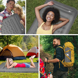SlowTon Self Inflating Camping Mat- 12 CM Thickness Inflatable Sleeping Pad with Built-in Pump, Portable Lightweight Single Camping Air Mattress with Pillow, Double Joinable for Outdoor Hiking(Grey)