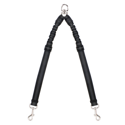 SlowTon Double Dog Leash No Tangle Double Leash for Dogs Walking Training 360°Swivel Rotation Reflective Adjustable Length Dual Two Dog Lead SplitterComfortable Shock Absorbing Bungee Lead 2 Dogs