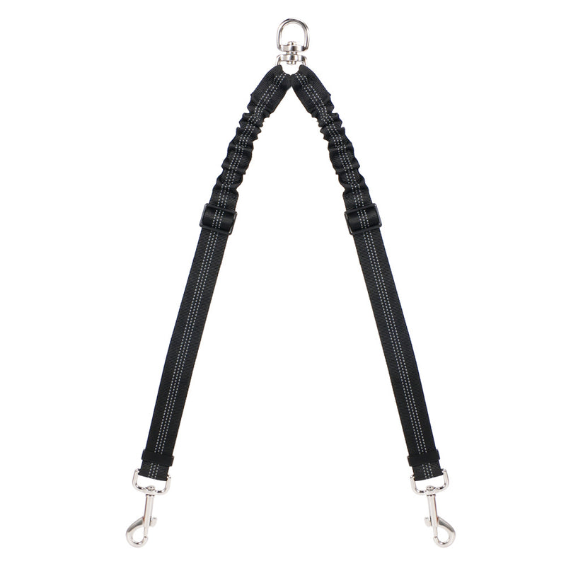 SlowTon Double Dog Leash No Tangle Double Leash for Dogs Walking Training 360°Swivel Rotation Reflective Adjustable Length Dual Two Dog Lead SplitterComfortable Shock Absorbing Bungee Lead 2 Dogs