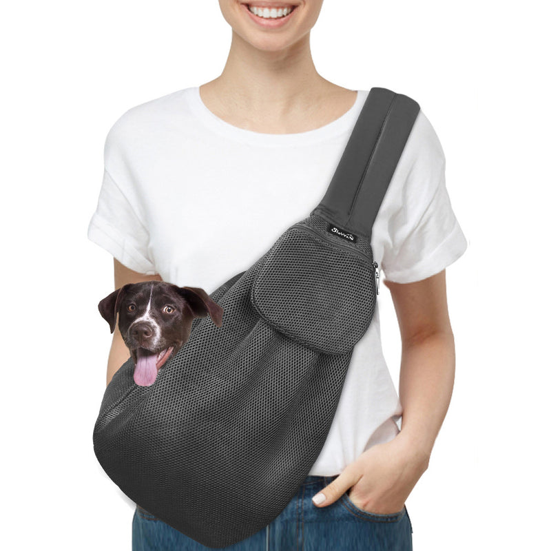 SlowTon Pet Carrier Hand Free Sling Adjustable Padded Strap Tote Bag Breathable Cotton Shoulder Bag Front Pocket Safety Belt Carrying Small Dog Cat Puppy Machine Washable