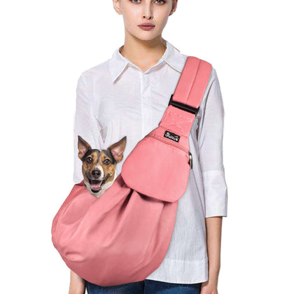 SlowTon Pet Carrier Hand Free Sling Adjustable Padded Strap Tote Bag Breathable Cotton Shoulder Bag Front Pocket Safety Belt Carrying Small Dog Cat Puppy Machine Washable 