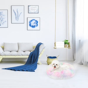 SlowTon Dog Calming Bed Ultra Soft Donut Cuddler Nest Warm Plush Dog Cat Cushion with Cozy Sponge Non-Slip Bottom for Small Medium Pets Snooze Calm Sleeping IndoorMachine Washable 