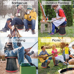 WOTOW Retractable Folding Stool Portable Telescoping Collapsible Lightweight Sturdy Adjustable Multipurpose Camping Plastic Seat Chair for Office Outdoor Fishing Hiking TravelHolds up to 287 lbs