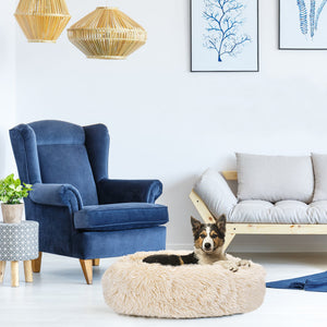 SlowTon Dog Calming Bed Ultra Soft Donut Cuddler Nest Warm Plush Dog Cat Cushion with Cozy Sponge Non-Slip Bottom for Small Medium Pets Snooze Calm Sleeping IndoorMachine Washable 