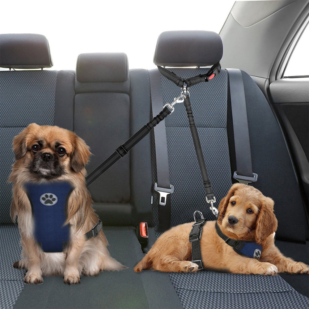 Dog Safety Seat Belt Strap - Adjustable Car Leash Headrest Restraint Nylon  Fabric Dog Restraints Vehicle Seatbelts Harness