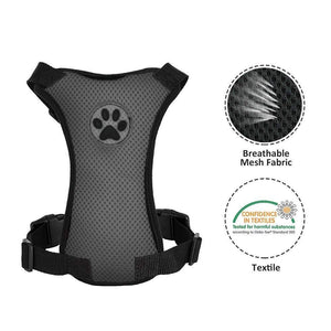 SlowTon Dog Car Harness Plus Connector Strap Multifunction Adjustable Vest Harness Double Breathable Mesh Fabric with Car Vehicle Safety Seat Belt 