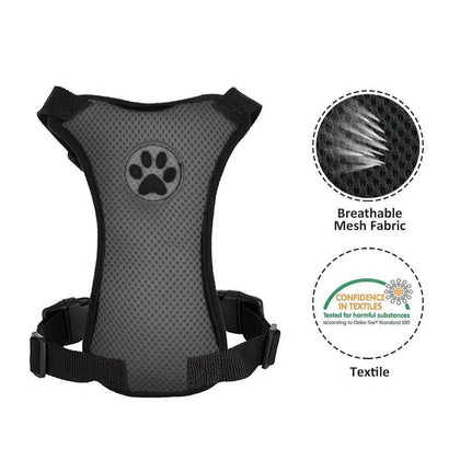 SlowTon Dog Car Harness Plus Connector Strap Multifunction Adjustable Vest Harness Double Breathable Mesh Fabric with Car Vehicle Safety Seat Belt 