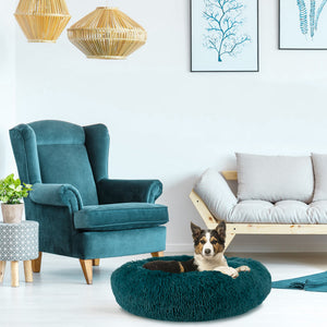 SlowTon Dog Calming Bed Ultra Soft Donut Cuddler Nest Warm Plush Dog Cat Cushion with Cozy Sponge Non-Slip Bottom for Small Medium Pets Snooze Calm Sleeping IndoorMachine Washable 