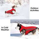 Slowton Dog Jacket Winter Dog Coat Adjustable Pet Vest Reflective Stripe Waterproof Windproof Warm Snowsuit Detachable Flannel Lined Jackets Cold Weather Clothes for Small Medium Large Dogs 
