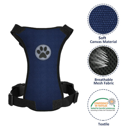 SlowTon Dog Car Harness Plus Connector Strap Multifunction Adjustable Vest Harness Double Breathable Mesh Fabric with Car Vehicle Safety Seat Belt 