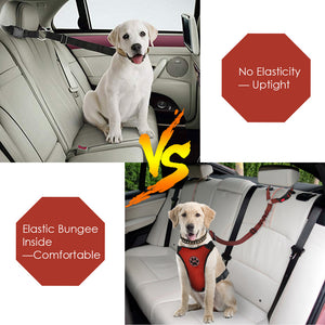 SlowTon Dog Seatbelt 2 Pack Pet Car Seatbelt Headrest Restraint Adjustable Puppy Safety Seat Belt Reflective Elastic Bungee Connect Dog Harness in Vehicle Travel Daily Use 