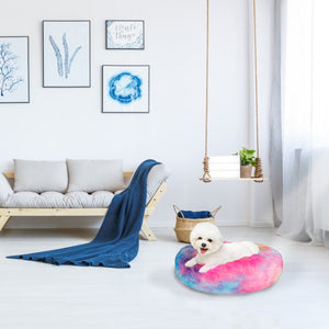 SlowTon Dog Calming Bed Ultra Soft Donut Cuddler Nest Warm Plush Dog Cat Cushion with Cozy Sponge Non-Slip Bottom for Small Medium Pets Snooze Calm Sleeping IndoorMachine Washable 