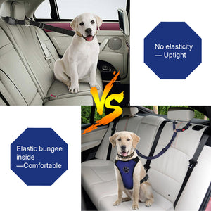 SlowTon Dog Seatbelt 2 Pack Pet Car Seatbelt Headrest Restraint Adjustable Puppy Safety Seat Belt Reflective Elastic Bungee Connect Dog Harness in Vehicle Travel Daily Use 