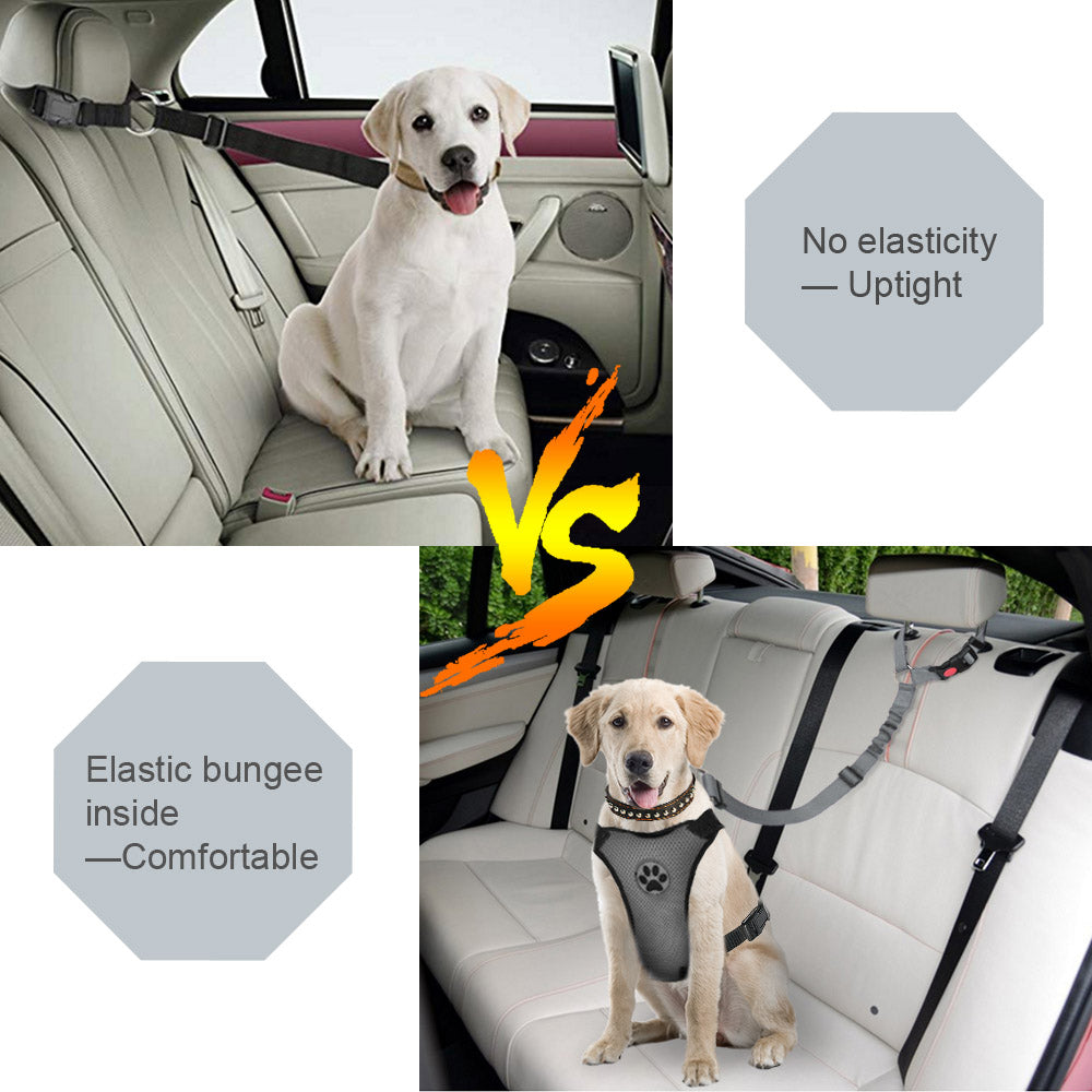 SlowTon Dog Seatbelt 2 Pack Pet Car Seatbelt Headrest Restraint Adjustable Puppy Safety Seat Belt Reflective Elastic Bungee Connect Dog Harness in Vehicle Travel Daily Use 