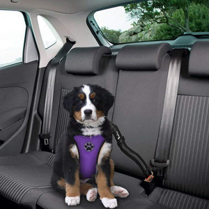 SlowTon Dog Car Harness Plus Connector Strap Multifunction Adjustable Vest Harness Double Breathable Mesh Fabric with Car Vehicle Safety Seat Belt 