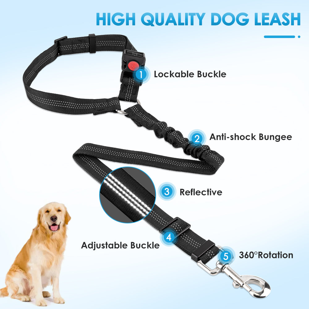  2PET Dog Seat Belt Strap Adjustable - Dog Car Seatbelt for All  Dog Breeds & Sizes - Fits Seatbelt Latches of Most Car Makes Buckles- 21  to 32 Dog Seatbelt –