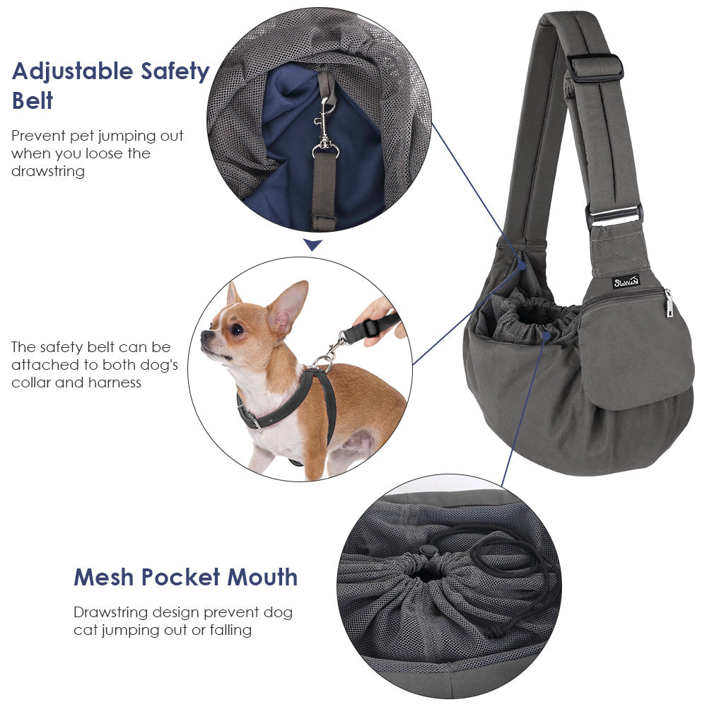 Pet Sling Carrier Shoulder Bag - Grey