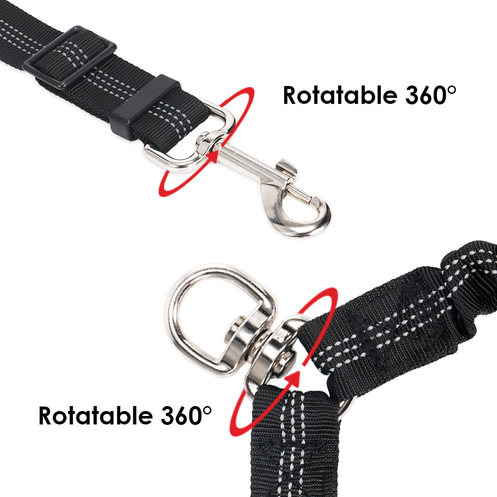 SlowTon Double Dog Leash No Tangle Double Leash for Dogs Walking Training 360°Swivel Rotation Reflective Adjustable Length Dual Two Dog Lead SplitterComfortable Shock Absorbing Bungee Lead 2 Dogs