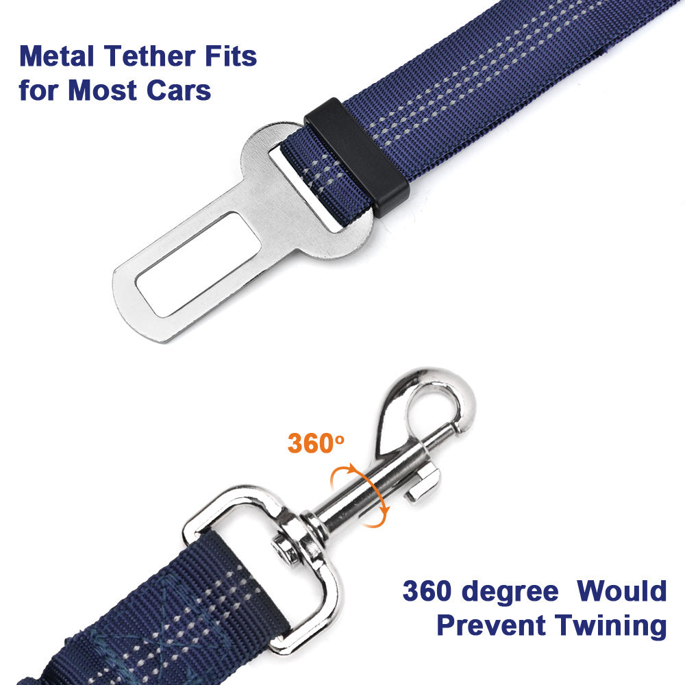 Double Dog Car Seatbelt Blue
